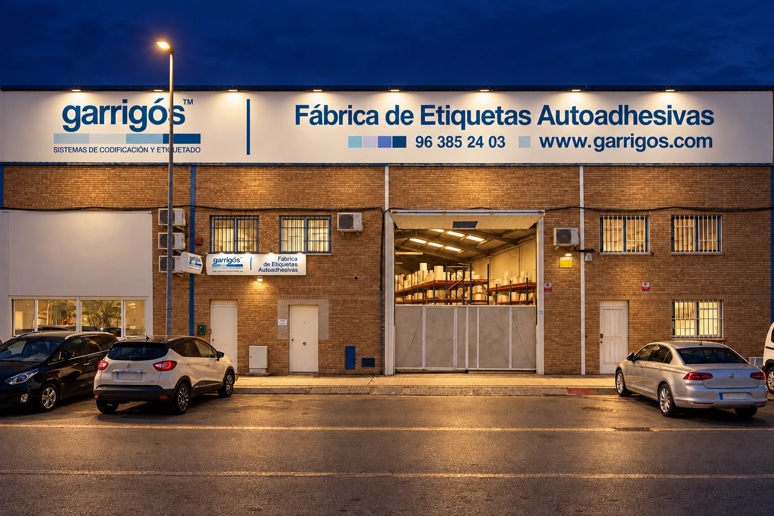 Fachada de Garrigós iluminada por la noche