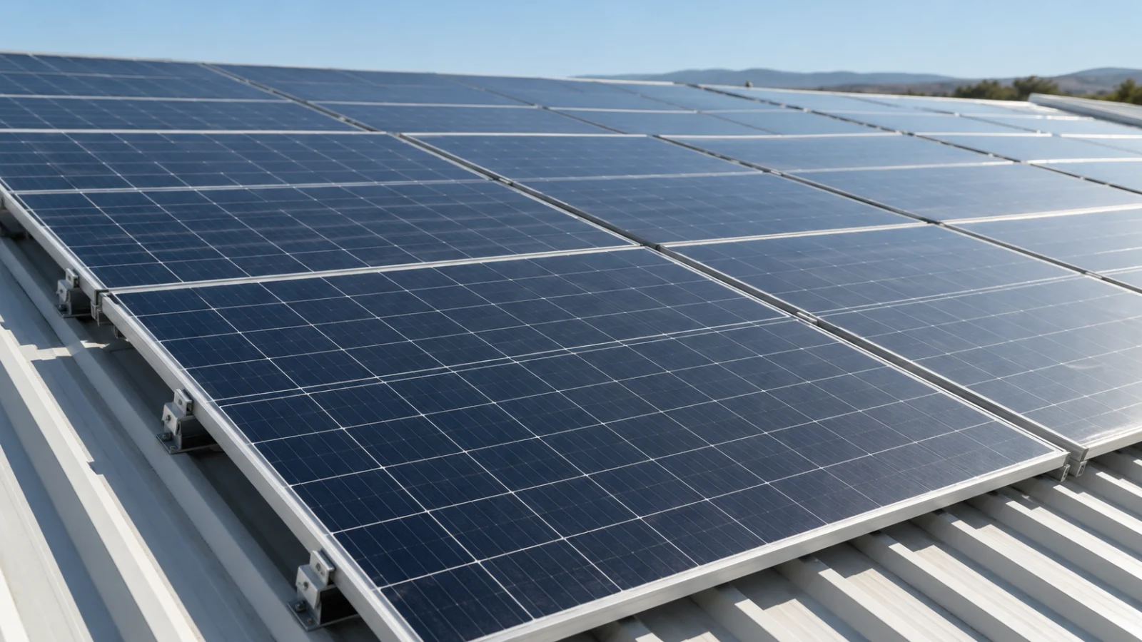 Imagen ilustrativa de paneles fotovoltaicos sobre una cubierta industrial