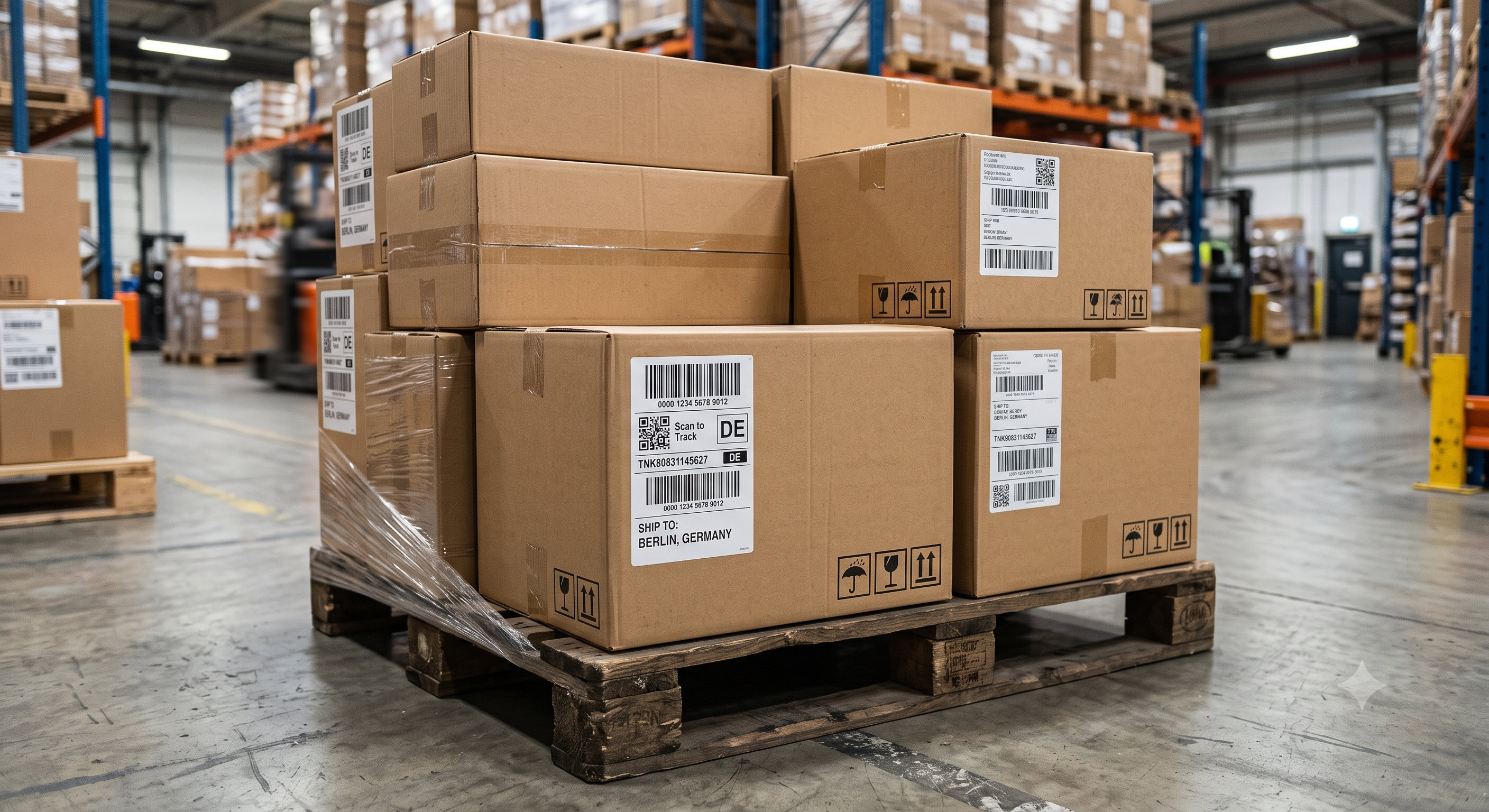Cajas con etiquetas de logística